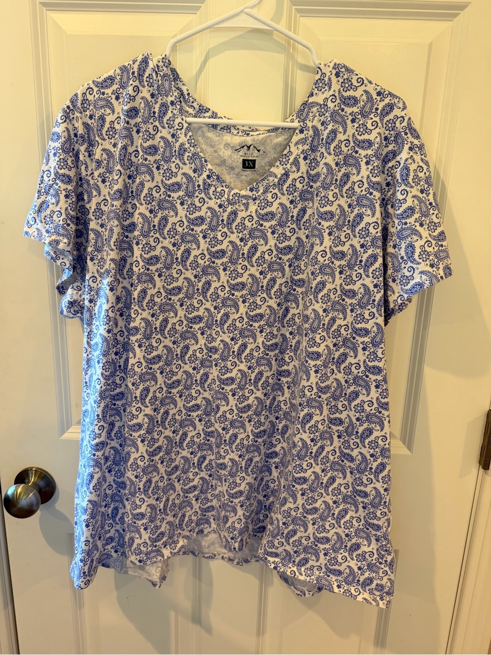Blue Mountain Blue Floral Short Sleeve Top Size 3XL